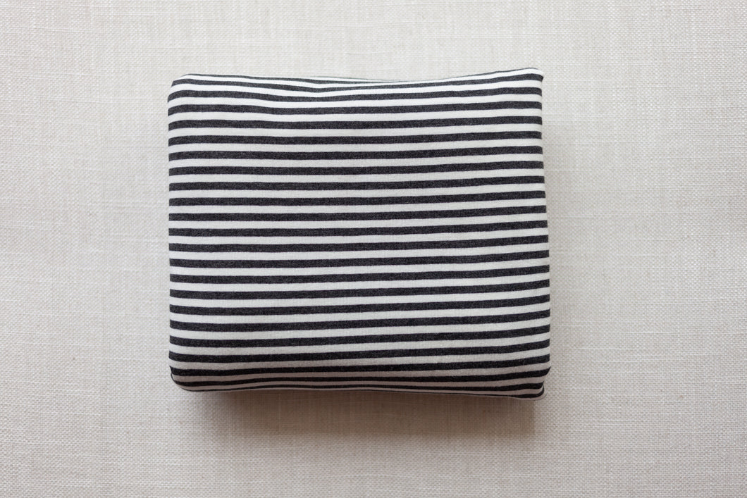 Bamboo Cotton Jersey - Charcoal and Ivory Stripe